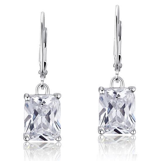 Emerald Cut Created Diamond Dangle Earrings