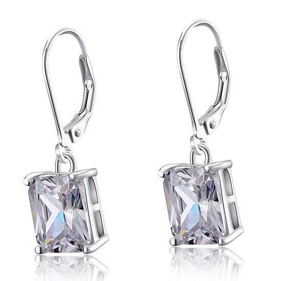 Emerald Cut Created Diamond Dangle Earrings