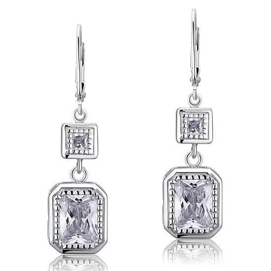 Emerald Cut Created Diamond Dangle Earrings