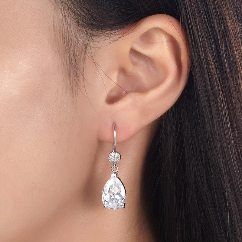 Pear Cut Created Diamond Dangle Earrings
