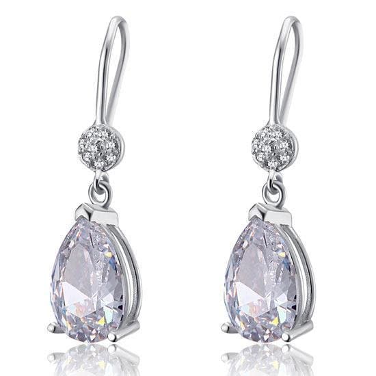 Pear Cut Created Diamond Dangle Earrings