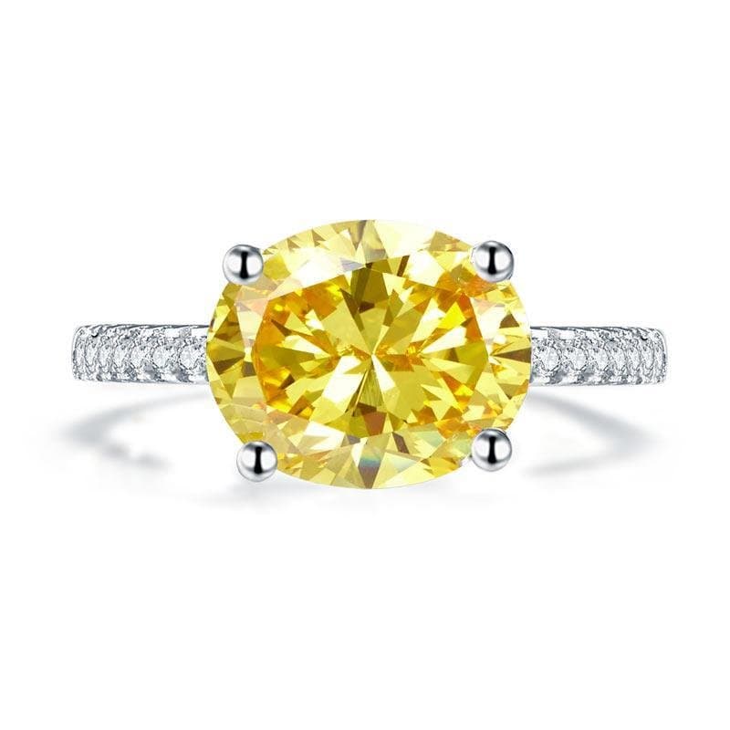 Solid 925 Sterling Silver 4 Carat Ring Yellow Canary Oval