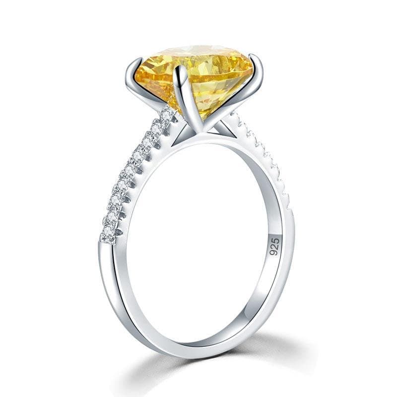 Solid 925 Sterling Silver 4 Carat Ring Yellow Canary Oval