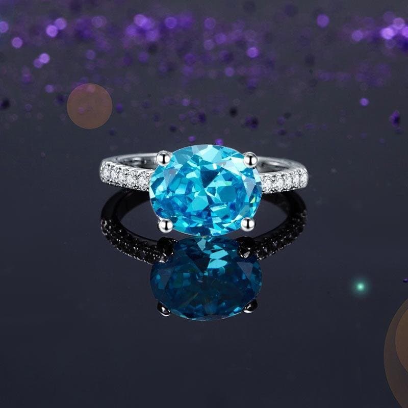 Solid 925 Sterling Silver 4 Carat Blue Oval