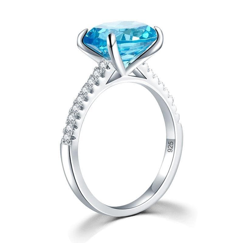 Solid 925 Sterling Silver 4 Carat Blue Oval