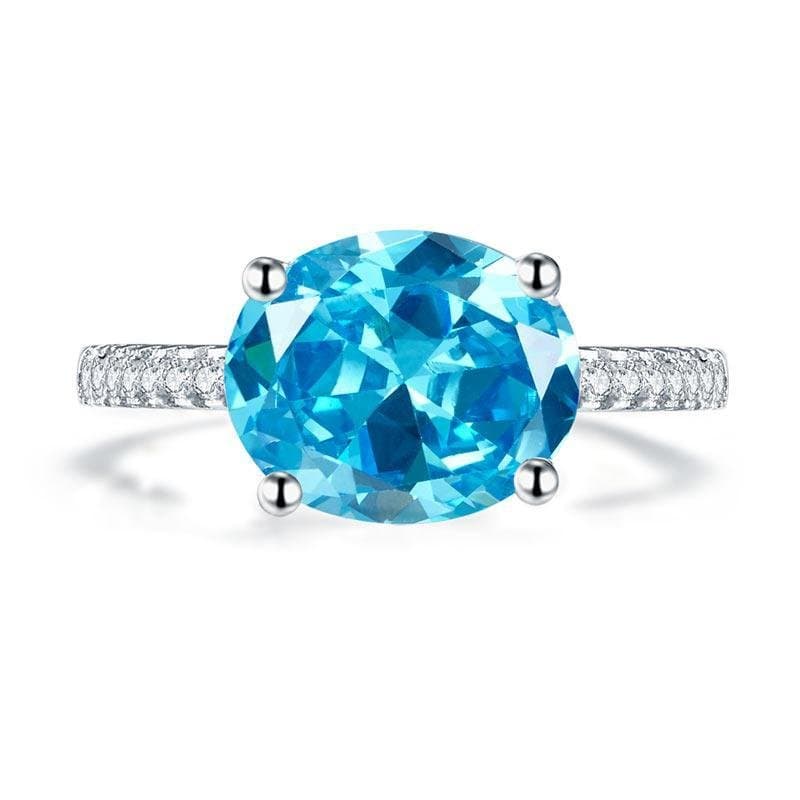 Solid 925 Sterling Silver 4 Carat Blue Oval