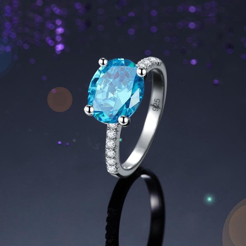 Solid 925 Sterling Silver 4 Carat Blue Oval