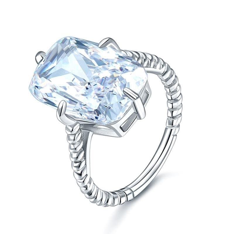 Solid 925 Sterling Silver Ring Solitaire 8.5 Carat