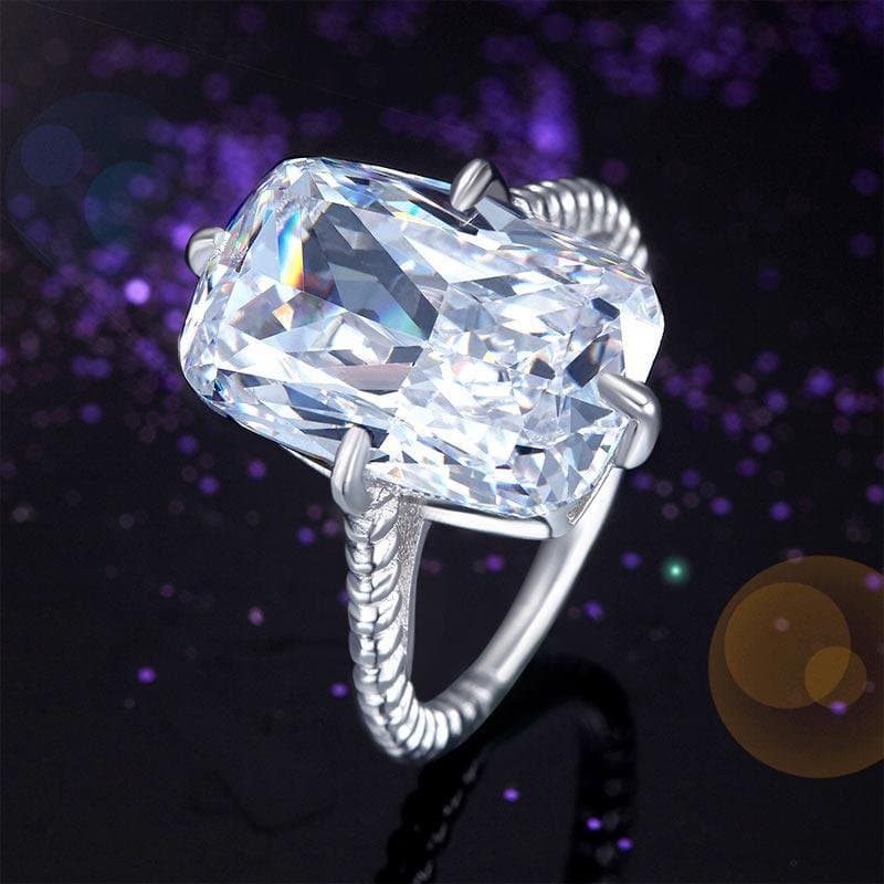 Solid 925 Sterling Silver Ring Solitaire 8.5 Carat