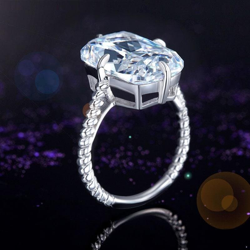 Solid 925 Sterling Silver Ring Solitaire 8.5 Carat
