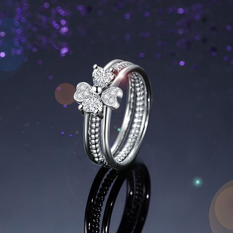 Solid 925 Sterling Silver Ring Set 3-Pcs Heart Love Jewellery