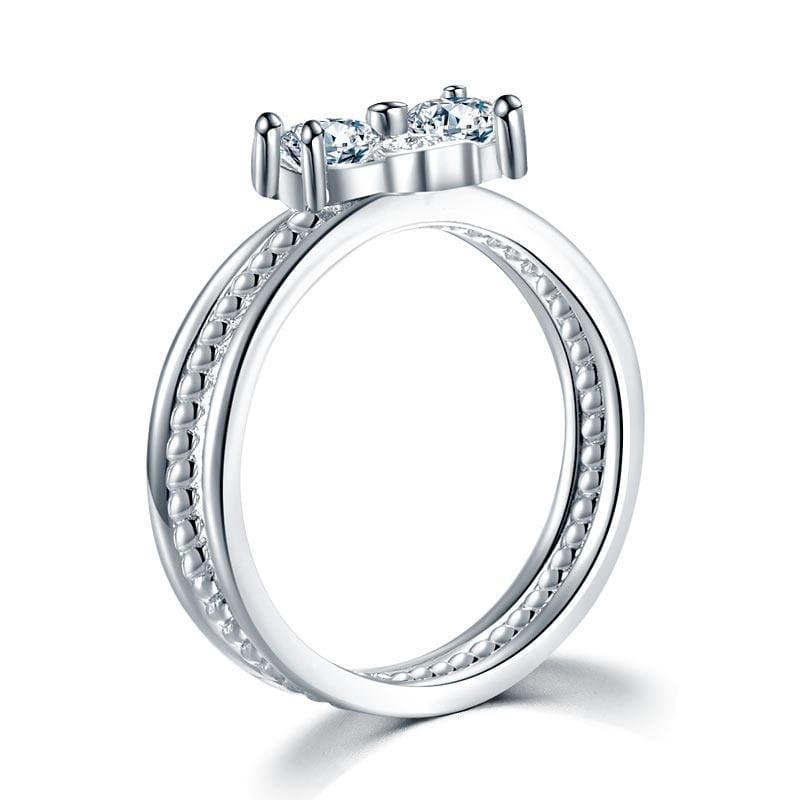 Solid 925 Sterling Silver Ring Set 3-Pcs Heart Love Jewellery