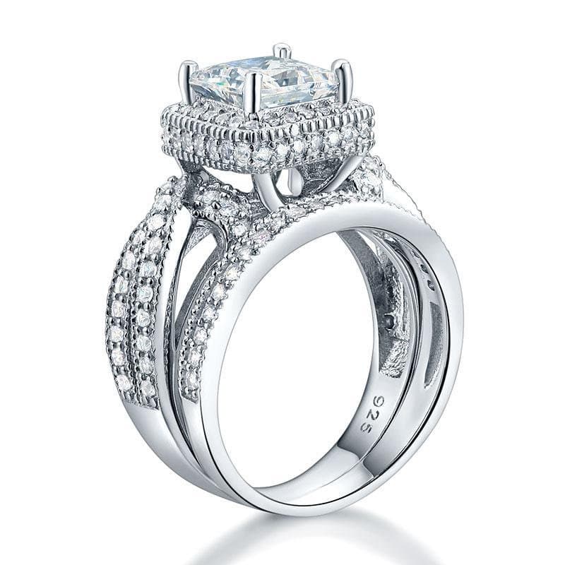 Vintage Style Ring Set Princess Cut