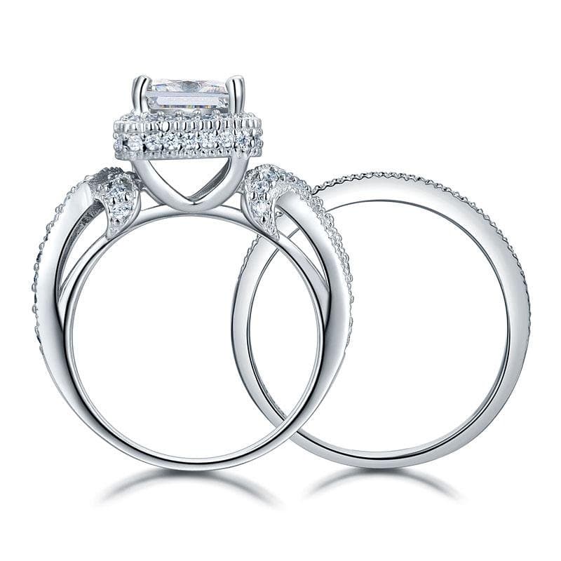 Vintage Style Ring Set Princess Cut