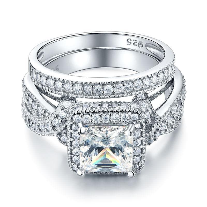 Vintage Style Ring Set Princess Cut