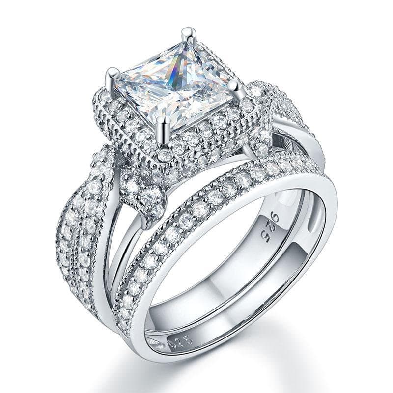 Vintage Style Ring Set Princess Cut