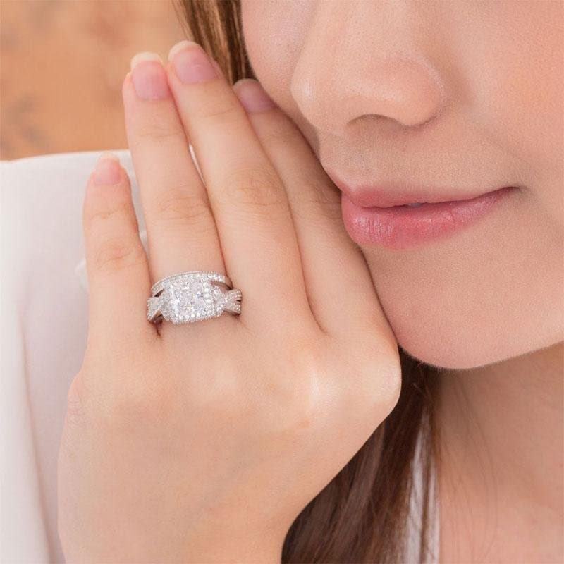 Vintage Style Ring Set Princess Cut