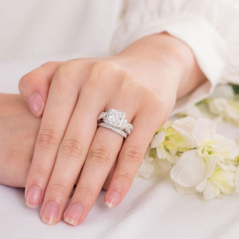 Vintage Style Ring Set Princess Cut