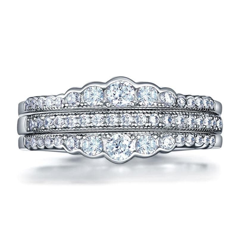 Solid 925 Sterling Silver Ring Set 3-Pieces