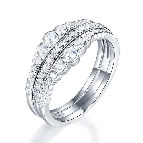 Solid 925 Sterling Silver Ring Set 3-Pieces