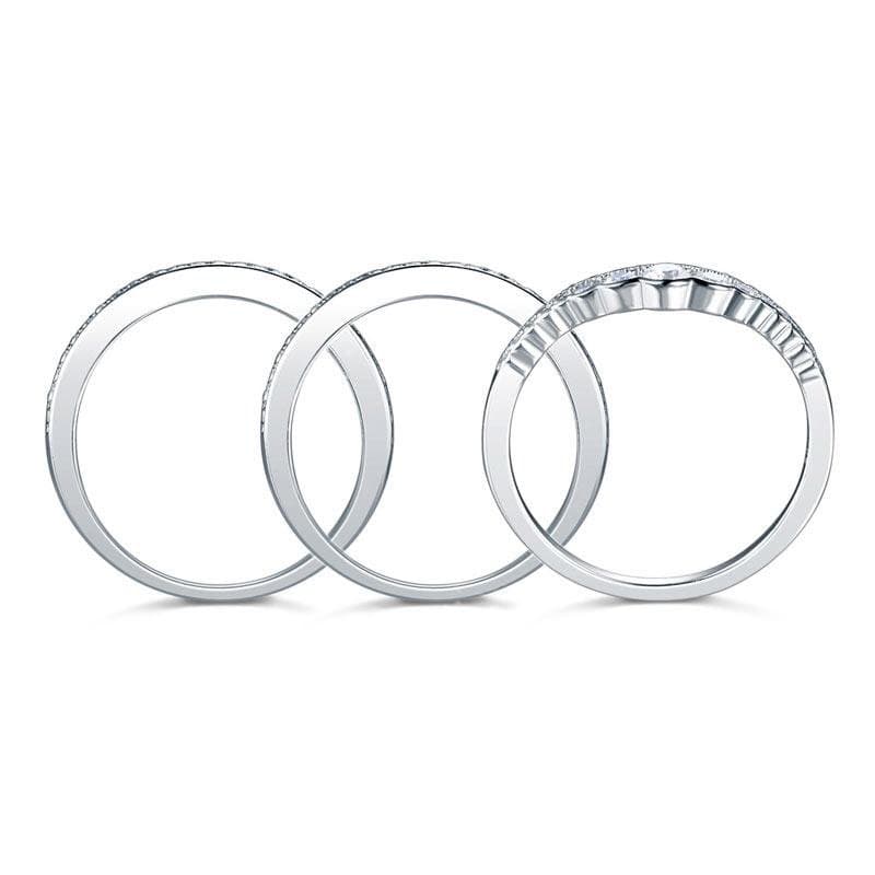Solid 925 Sterling Silver Ring Set 3-Pieces
