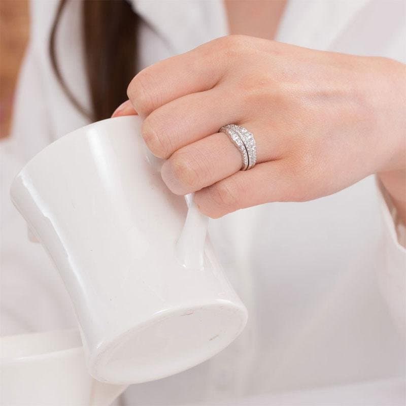 Solid 925 Sterling Silver Ring Set 3-Pieces
