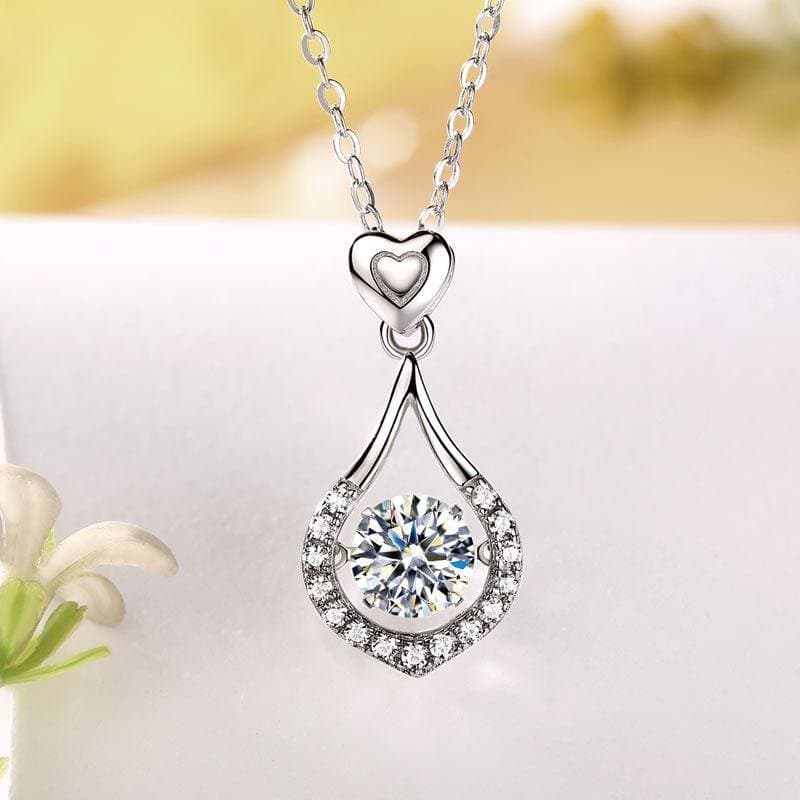 1 Carat Moissanite Diamond Dancing Stone Tear Drop Necklace