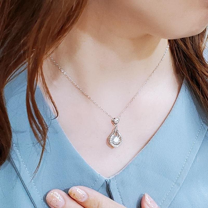 1 Carat Moissanite Diamond Dancing Stone Tear Drop Necklace