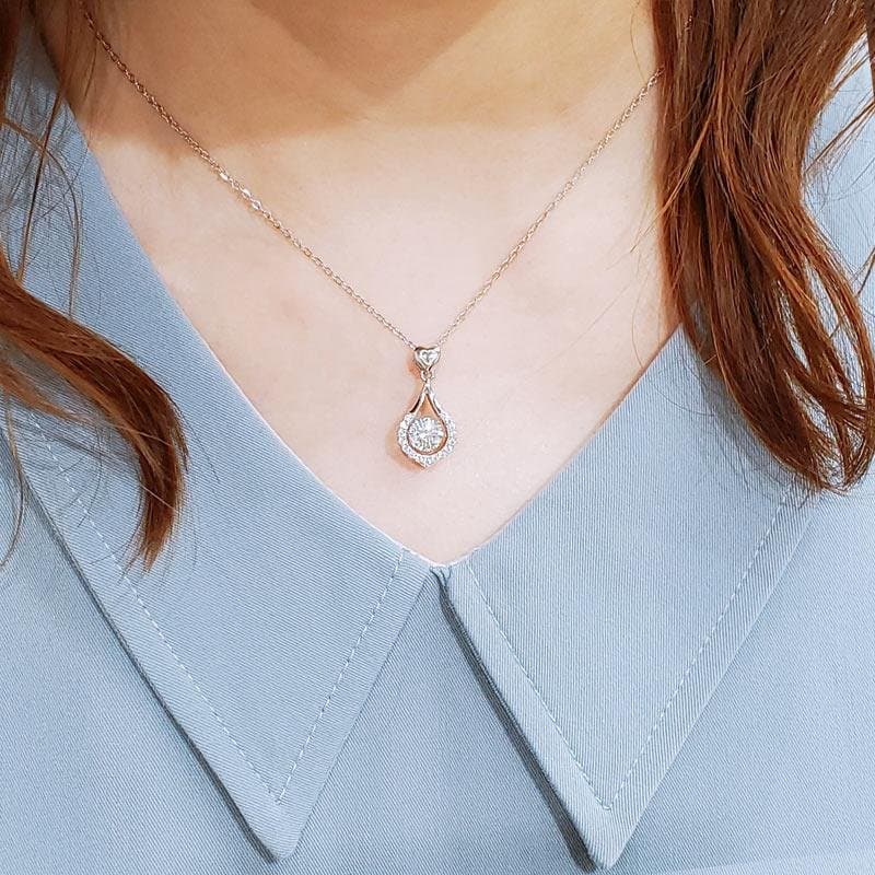 1 Carat Moissanite Diamond Dancing Stone Tear Drop Necklace