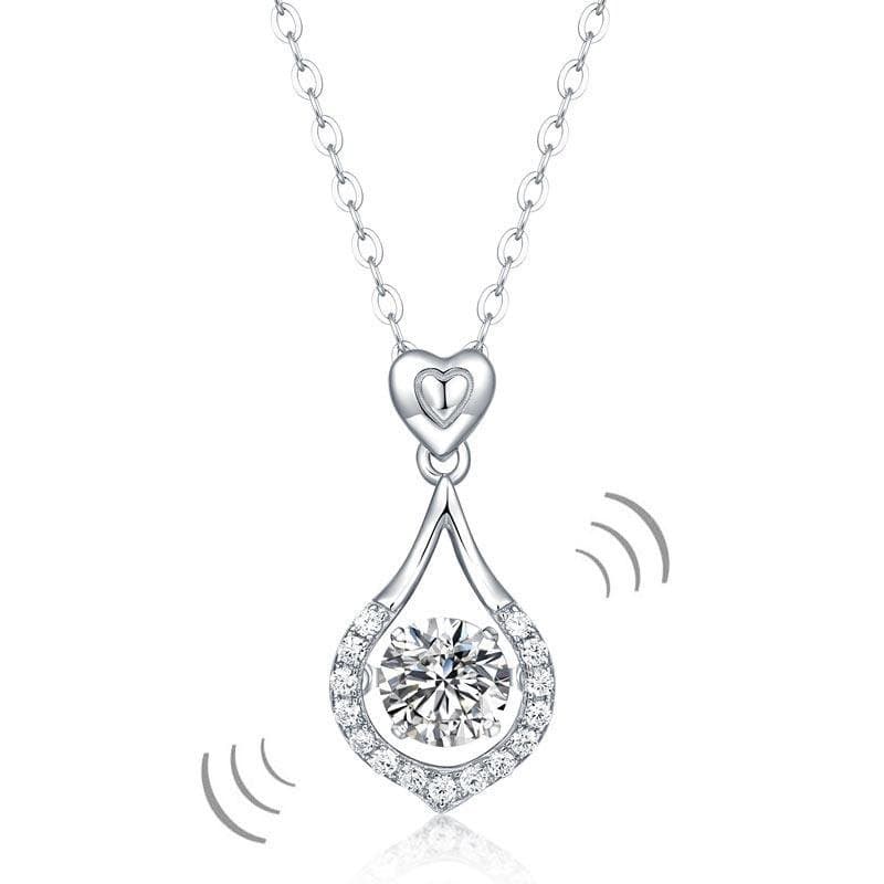 1 Carat Moissanite Diamond Dancing Stone Tear Drop Necklace