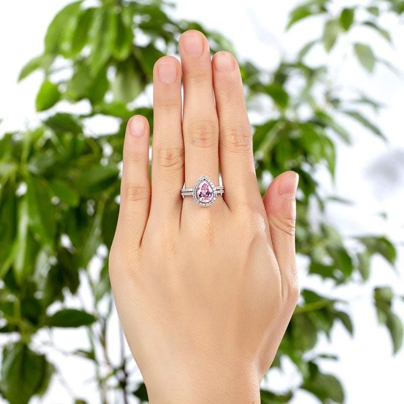 2 Carat Pear Cut Pink Created Diamond Ring