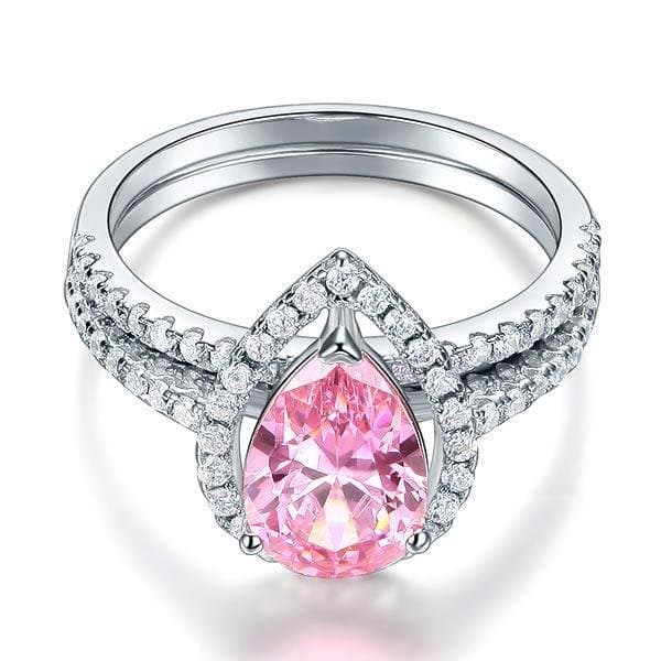 2 Carat Pear Cut Pink Created Diamond Ring