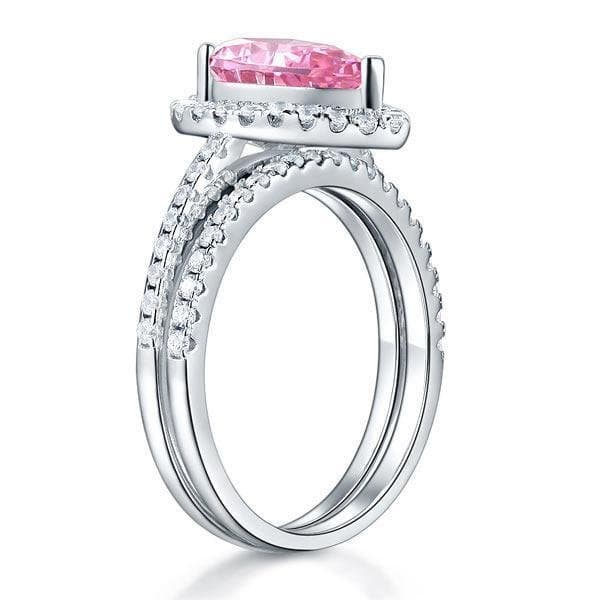 2 Carat Pear Cut Pink Created Diamond Ring
