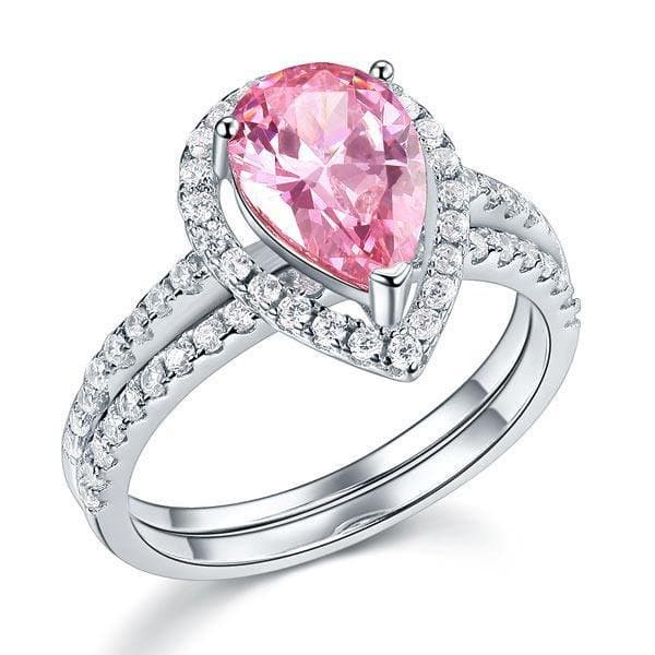 2 Carat Pear Cut Pink Created Diamond Ring