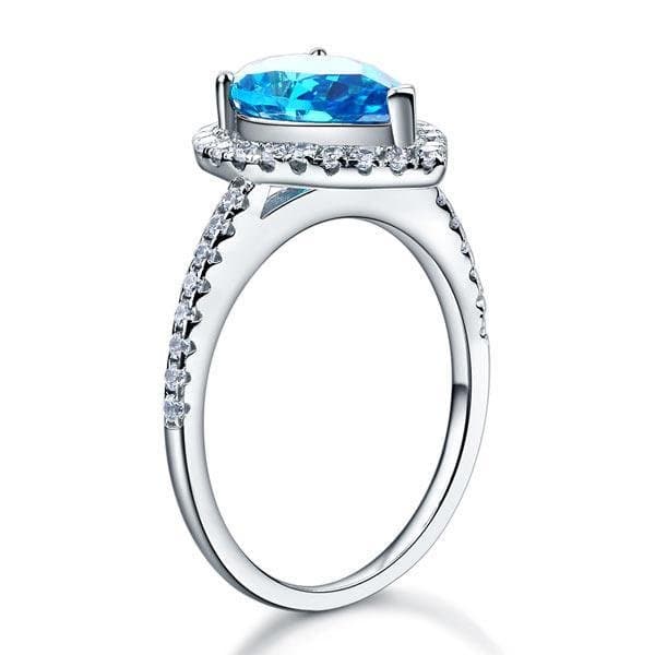 Pear Cut Blue Created Diamond Ring