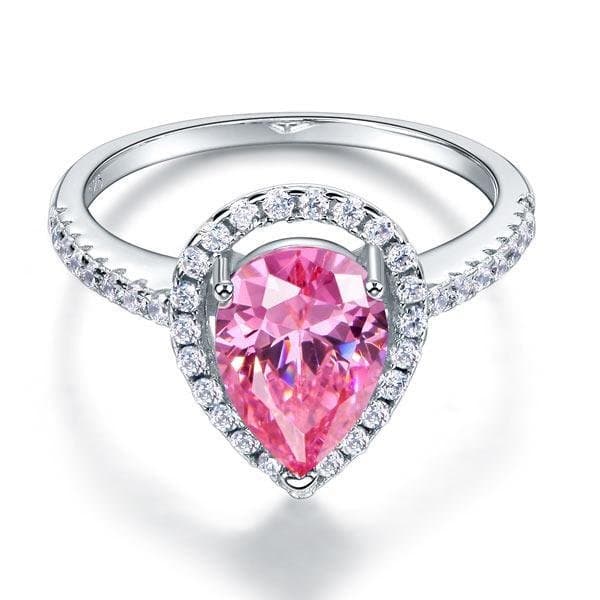 Pear Cut Pink Created Diamond Ring
