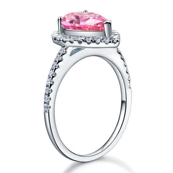Pear Cut Pink Created Diamond Ring