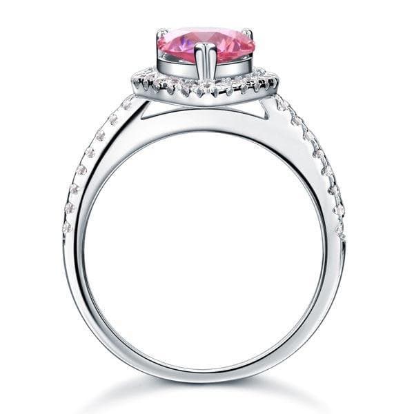Pear Cut Pink Created Diamond Ring