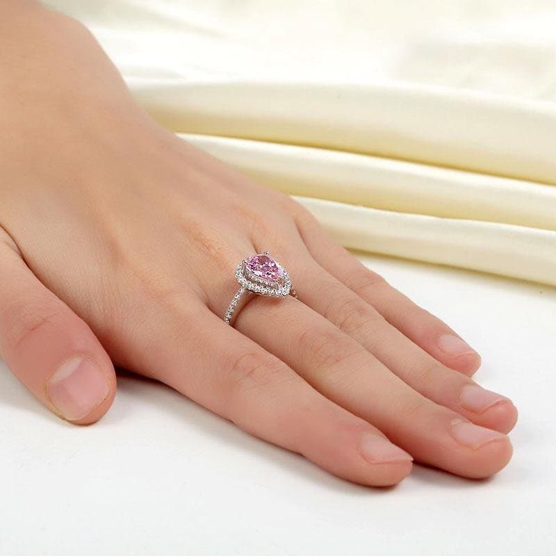 Pear Cut Pink Created Diamond Ring