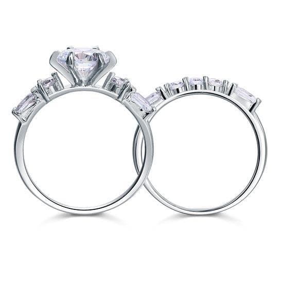 Vintage Style 2 Carat Created Diamond Solid Sterling Silver 2-Pc