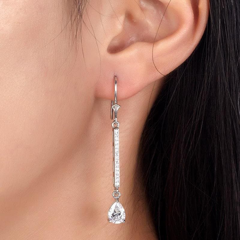 1 Carat Pear Cut Created Diamond Dangle Earrings