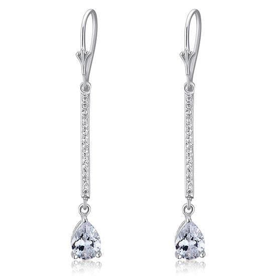 1 Carat Pear Cut Created Diamond Dangle Earrings