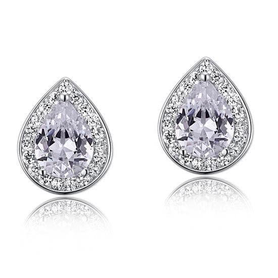 1 Carat Pear Cut Created Diamond Stud Earrings