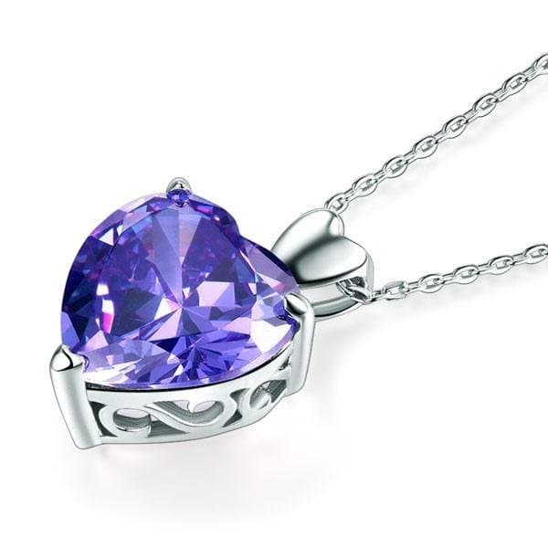 Heart Pendant Necklace 5 Carat Purple