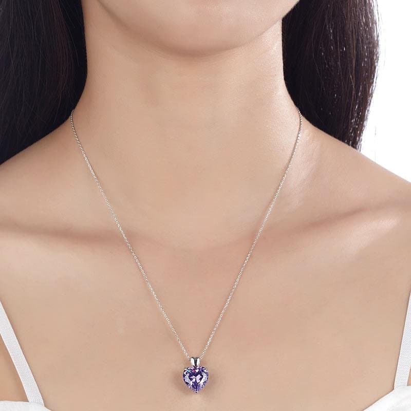 Heart Pendant Necklace 5 Carat Purple