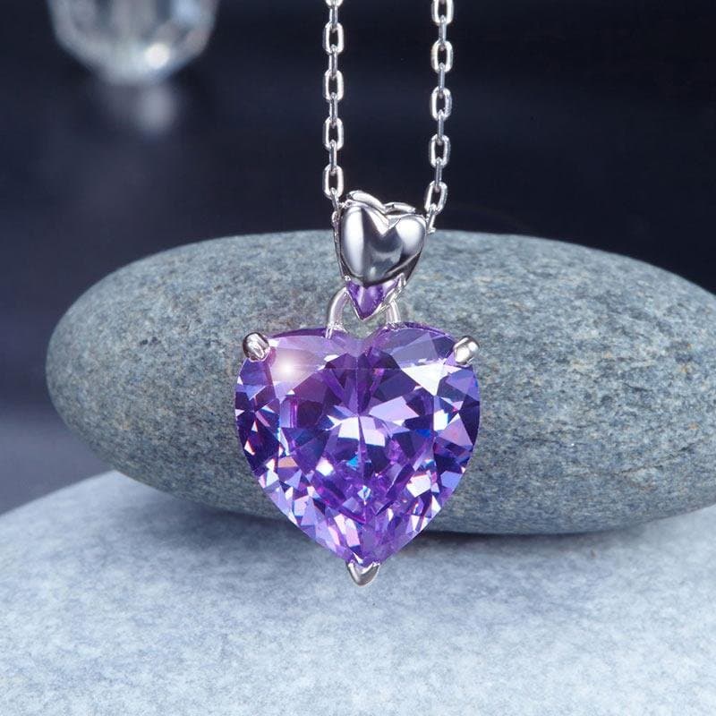 Heart Pendant Necklace 5 Carat Purple