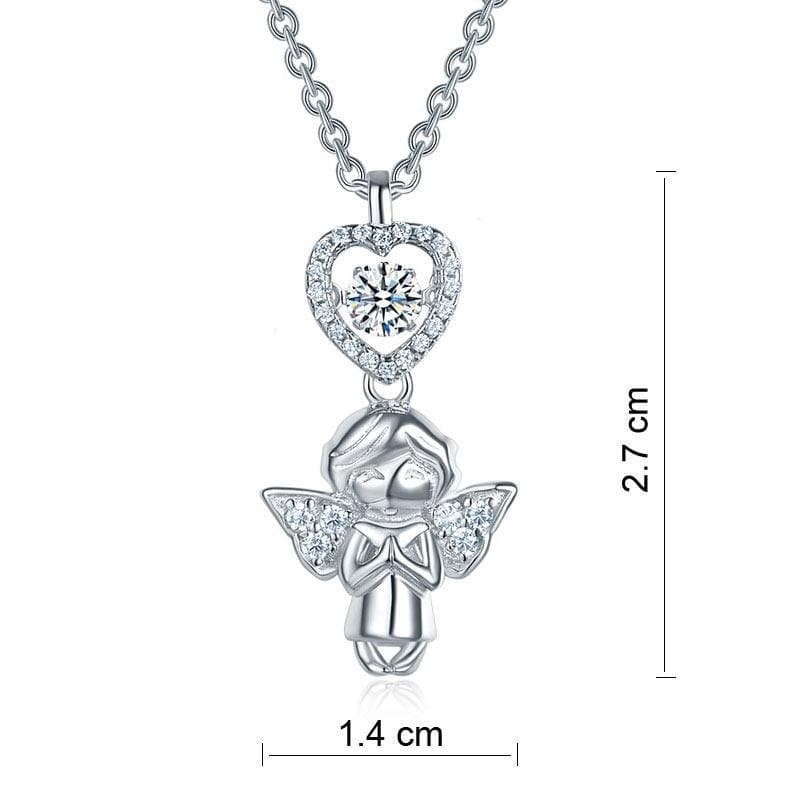 Kids Angel Heart Dancing Stone Pendant Necklace