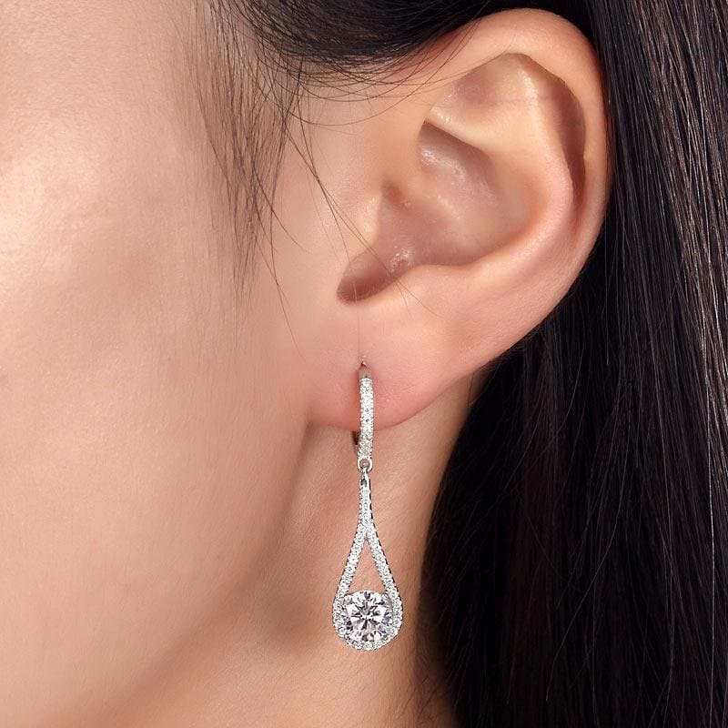 1 Carat Round Cut Dangle Earrings