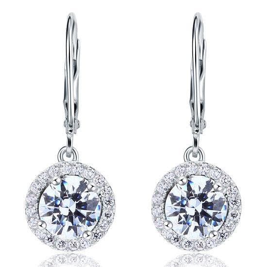 Created Diamond Dangle Drop Sterling Silver Earrings