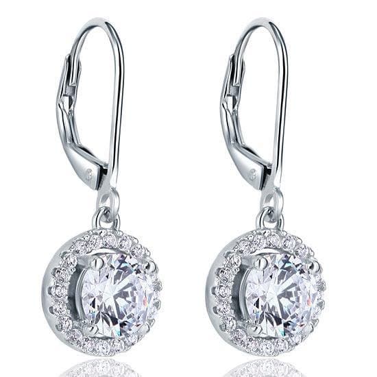 Created Diamond Dangle Drop Sterling Silver Earrings